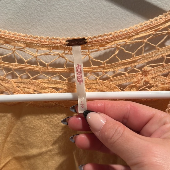 Free People Mari Mini Apricot Lace-Trimmed Dress Large - Picture 3 of 9